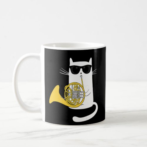 Jazz Funk  Soul  Cool Cute Cat Playing French Hor Coffee Mug