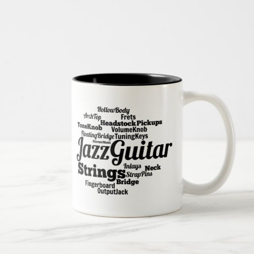 Jazz Guitar Word Cloud Black Text Two_Tone Coffee Mug