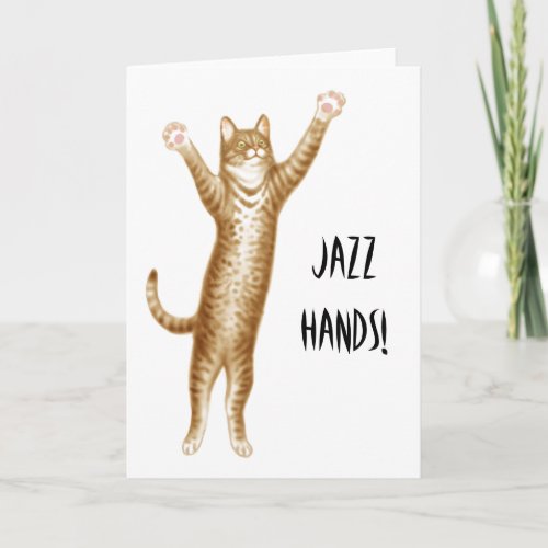 Jazz Hands Cat Card