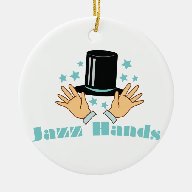 Jazz Hands Ceramic Ornament (Front)