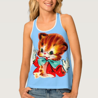 jazz hands kitten print tank top