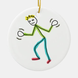 Jazz Hands Stickman Ceramic Ornament