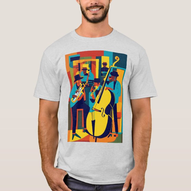 Jazz Harmony Canvas: Abstract Art T-Shirt (Front)