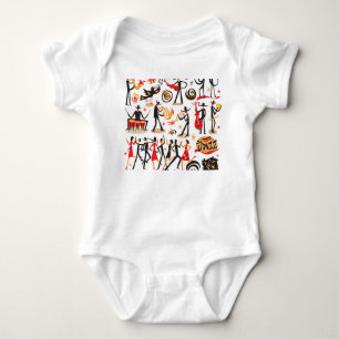 Jazz Icons Set: White Background Isolated Baby Bodysuit