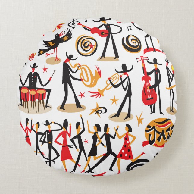 Jazz Icons Set: White Background Isolated Round Pillow (Front)