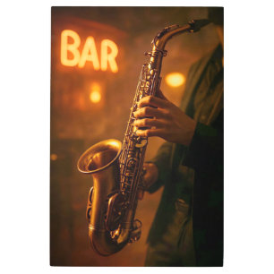Jazz in Bar Lights Metal Print