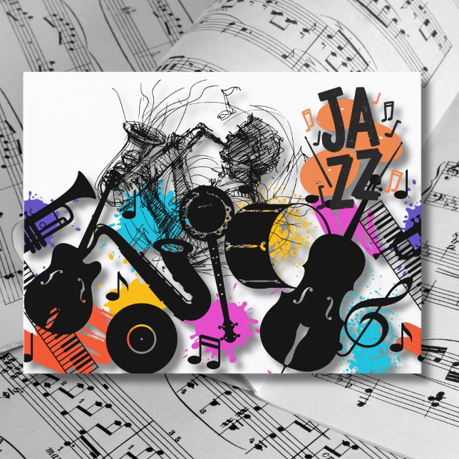Jazz in Motion – Bold Musical Abstract Postcard (Creator Uploaded)