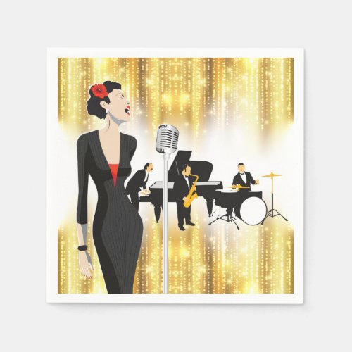 Jazz In The Park Cocktail Napkin Music Theme Paper Napkins