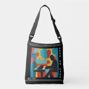 Jazz is Life The pianist oil painting Customizable Crossbody Bag