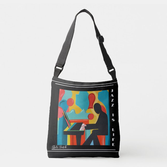 Jazz is Life The pianist oil painting Customizable Crossbody Bag (Front)