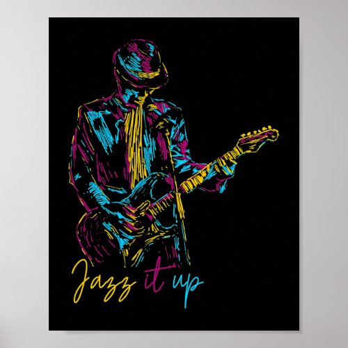 Jazz it Up Abstract graphic Guitar Player Christma Poster