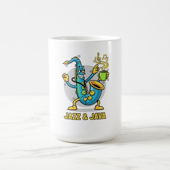 Jazz & Java Funny Saxophone Coffee Mugs  | Jazz  (Center)