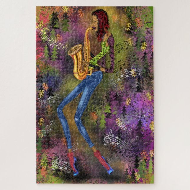 Jazz Lady Saxophone Player Dance Music Soul Sound  Jigsaw Puzzle (Vertical)