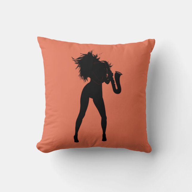 Jazz Lady Throw Pillow Choose Color (Front)