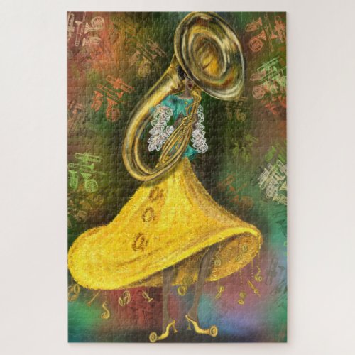 Jazz Lady Tuba Player Dance Music Song Soul Sound  Jigsaw Puzzle