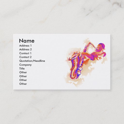 Customizable Jazz Man Saxophone Business Card