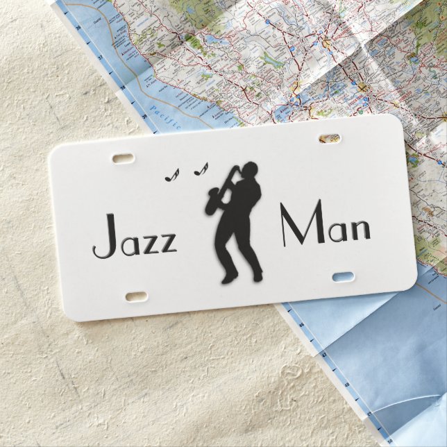 Jazz Man Saxophone Player Monogram License Plate (In Situ)