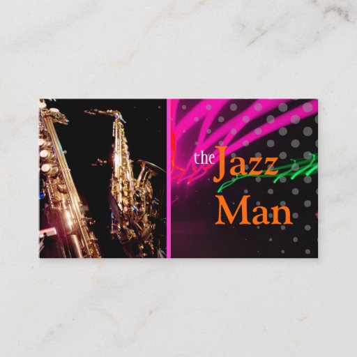 Customizable Jazz Man, Stylish neon lights/fluorescent colors Business Card Template