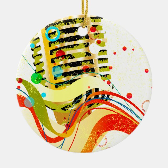 Jazz Microphone Poster Ceramic Ornament (Front)