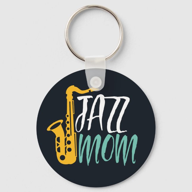 Jazz Mom Cool Vintage Saxophone Player Mother Keychain (Front)