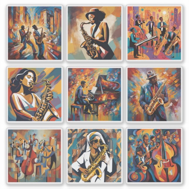 Jazz Music Art Sticker Collection (Front)