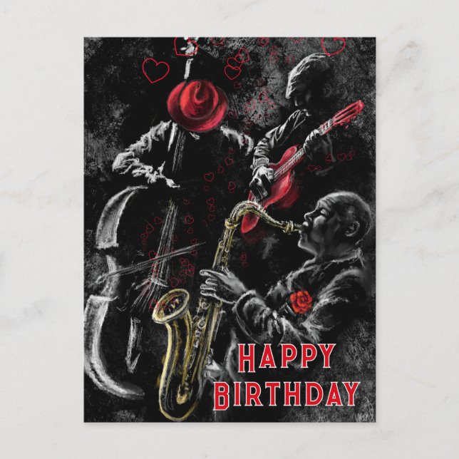 Jazz Music Birthday Card (Front)