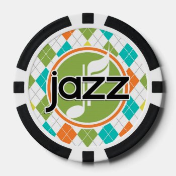 Jazz Music; Colorful Argyle Pattern Poker Chips by MusicPlanet at Zazzle