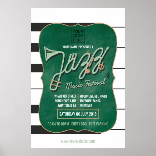 Jazz Music Festival add logo Chalkboard Invitation Poster