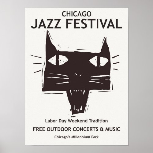Jazz Music Festival Chicago Black Cat Poster