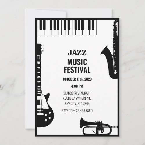 Jazz music instruments festival invitation
