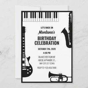 Jazz music instruments invitation