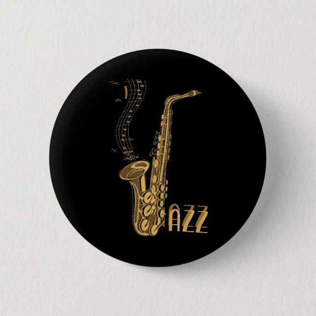 Jazz Music Jazz Lovers Jazz Fansaxophone Players Button (Front)