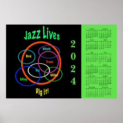 Jazz Music Lives 2024 Calendar Poster