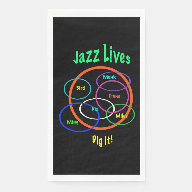 Jazz Music Lives Black Guest Towel