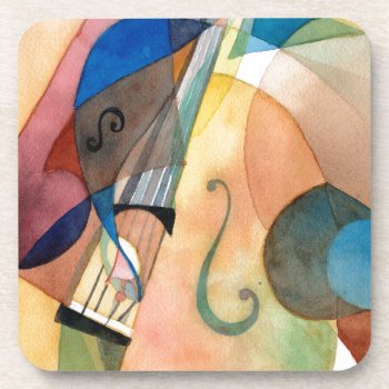 Jazz Music Painting "bassline" Drink Coaster by marcoimage at Zazzle