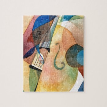 Jazz Music Painting "bassline" Jigsaw Puzzle by marcoimage at Zazzle