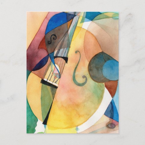 Jazz Music Painting Bassline Postcard