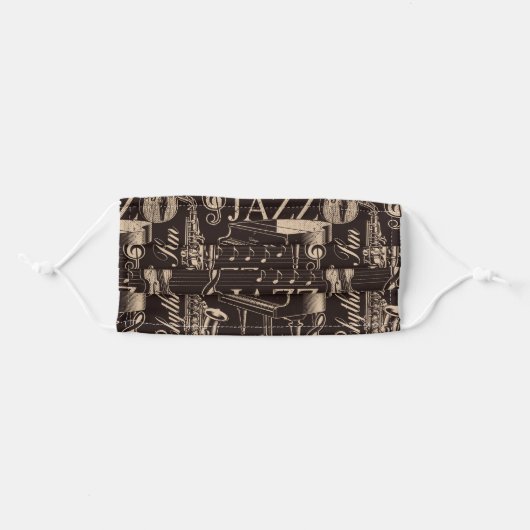 Jazz Music Pattern Adult Cloth Face Mask (Front, Folded)