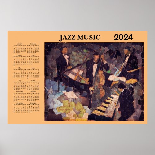 Jazz Music Quartet 2024 Calendar Poster