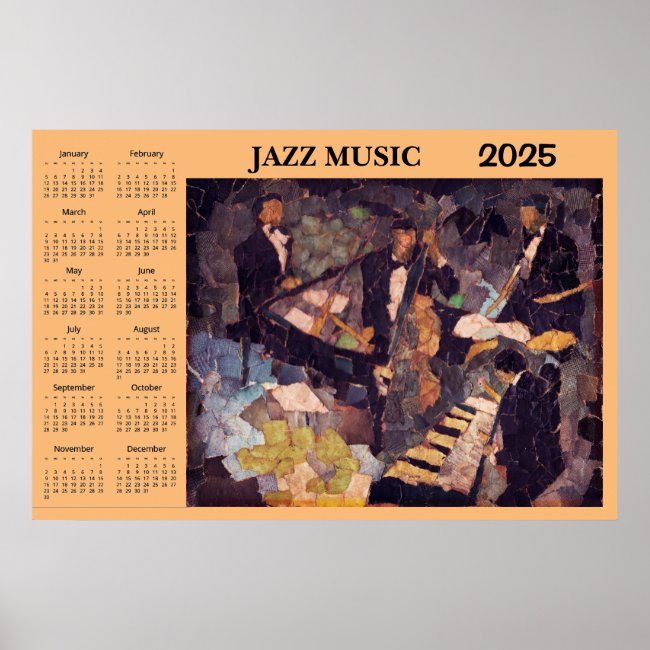 Jazz Music Quartet 2025 Calendar Poster