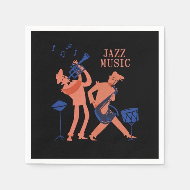 Jazz Music Saxophone Music Jazz Band Gift Napkins (Front)