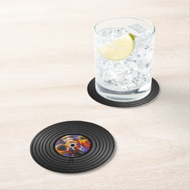 Jazz Music Vinyl Record Round Paper Coaster (Insitu)