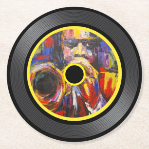 Jazz Music Vinyl Record Round Paper Coaster