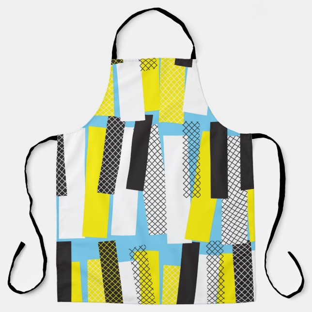 Jazz music, yellow blue geometric pattern. apron (Front)
