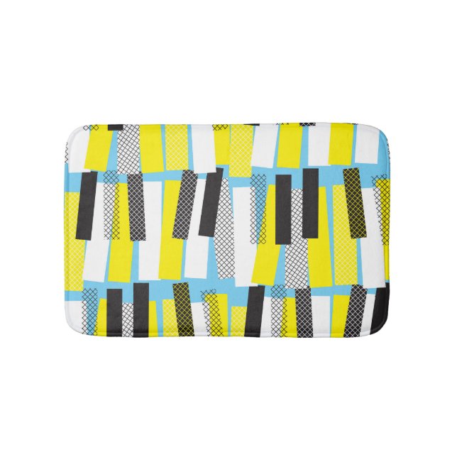 Jazz music, yellow blue geometric pattern. bath mat (Front)