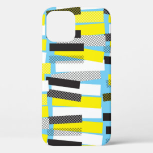 Jazz music, yellow blue geometric pattern. iPhone 12 case
