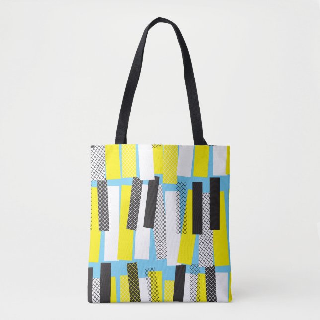 Jazz music, yellow blue geometric pattern. tote bag (Front)