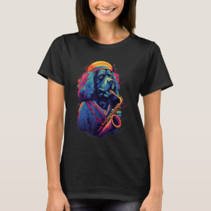 Jazz Musician Newfoundland Dog Saxophone T-Shirt