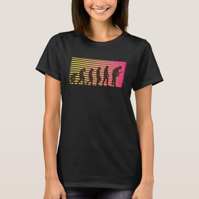 Jazz Musician  Retro Evolution I Cool Saxophone T-Shirt (Front)
