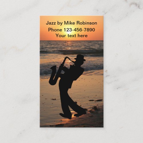 Jazz Musician Tropical Sunset Business Card